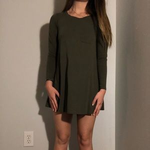 Army green long sleeve dress